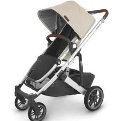 Uppababy - Cruz V2 Stroller, Declan (Oat Mélange/Silver Frame/Chestnut Leather) Clearance