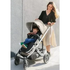 Uppababy - Cruz V2 Stroller, Declan (Oat Mélange/Silver Frame/Chestnut Leather) Clearance