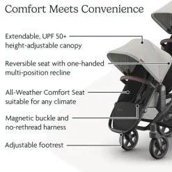 Uppababy - Rumbleseat V3, Savannah (Pearl Gray Jacquard | Carbon Frame | Chestnut Leather) Online