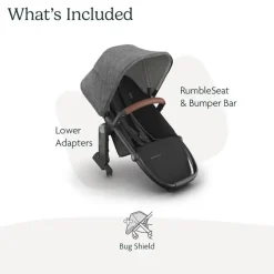 Uppababy - Rumbleseat V3 Second Lower Seat, Greyson (Charcoal Mélange/Carbon Frame/Saddle Leather) New