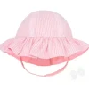 Wee Ones – Chapéu de sol Seersucker com aba reversível e babados para meninas, listras rosa Best