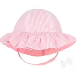 Wee Ones – Chapéu de sol Seersucker com aba reversível e babados para meninas, listras rosa Best