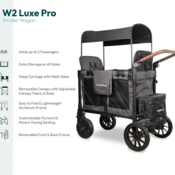 WonderFold Wagon Stroller Wonderfold - W4 Luxe Pro Quad Stroller For 4 Kids, Charcoal Gray Fashion