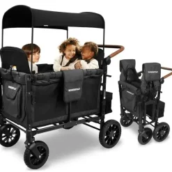 WonderFold Wagon Stroller WonderFold - W4 Luxe Quad Stroller Wagon (4 lugares), preto vulcânico Fashion