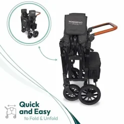 WonderFold Wagon Stroller WonderFold - W4 Luxe Quad Stroller Wagon (4 lugares), preto vulcânico Fashion