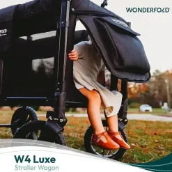 WonderFold Wagon Stroller WonderFold - W4 Luxe Quad Stroller Wagon (4 lugares), preto vulcânico Fashion