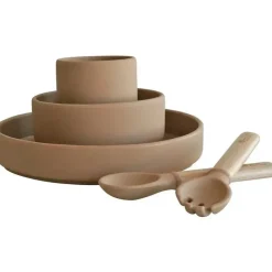 Zoli - Conjunto de louças infantis de silicone 5Pk, Latte Tan Fashion