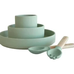 Zoli - conjunto de louças infantis de silicone 5Pk, verde sálvia New
