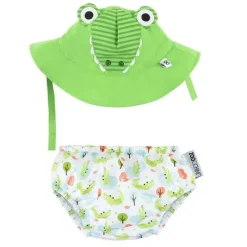 Zoocchini - conjunto de fraldas de banho e chapéu de sol, Aidan The Alligator Sale